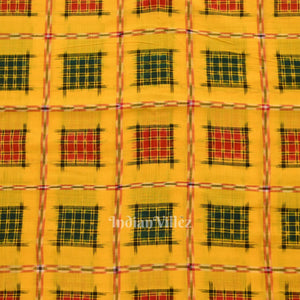 Yellow Ashwin Theme Sambalpuri Ikat Cotton Fabric