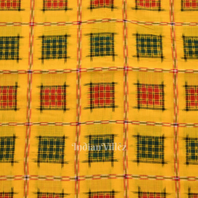Yellow Ashwin Theme Sambalpuri Ikat Cotton Fabric