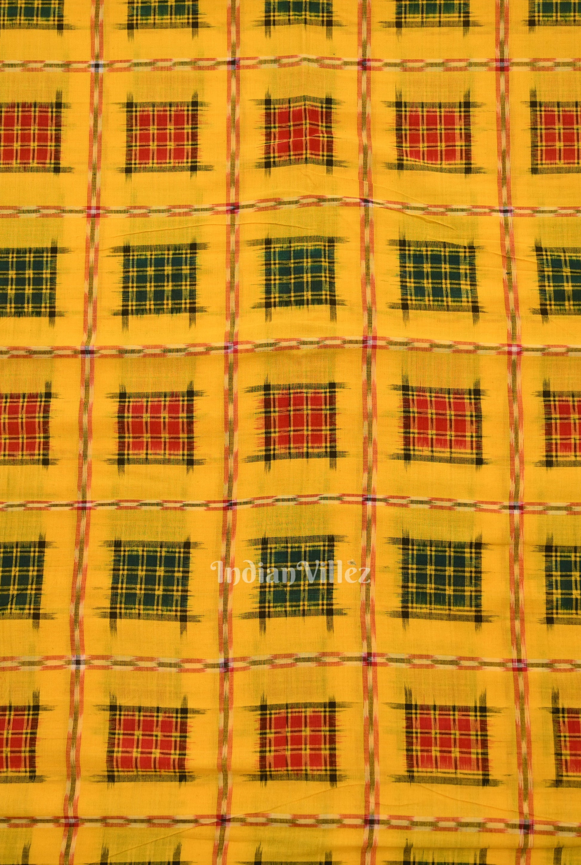 Yellow Ashwin Theme Sambalpuri Ikat Cotton Fabric