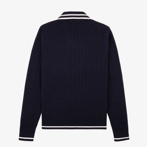 SPORTY & RICH | SRC CABLEKINT POLO { NAVY/CREAM