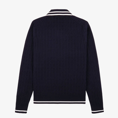 SPORTY & RICH | SRC CABLEKINT POLO { NAVY/CREAM