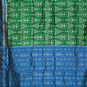 Green Blue Tribal Theme Contemporary Designer Silk Saree