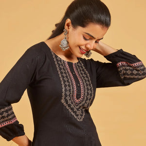 Embroidered Black short top