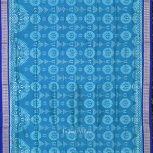 Deep Blue Odisha Ikat Jhoti Theme Sambalpuri Silk Saree