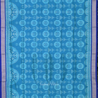Deep Blue Odisha Ikat Jhoti Theme Sambalpuri Silk Saree