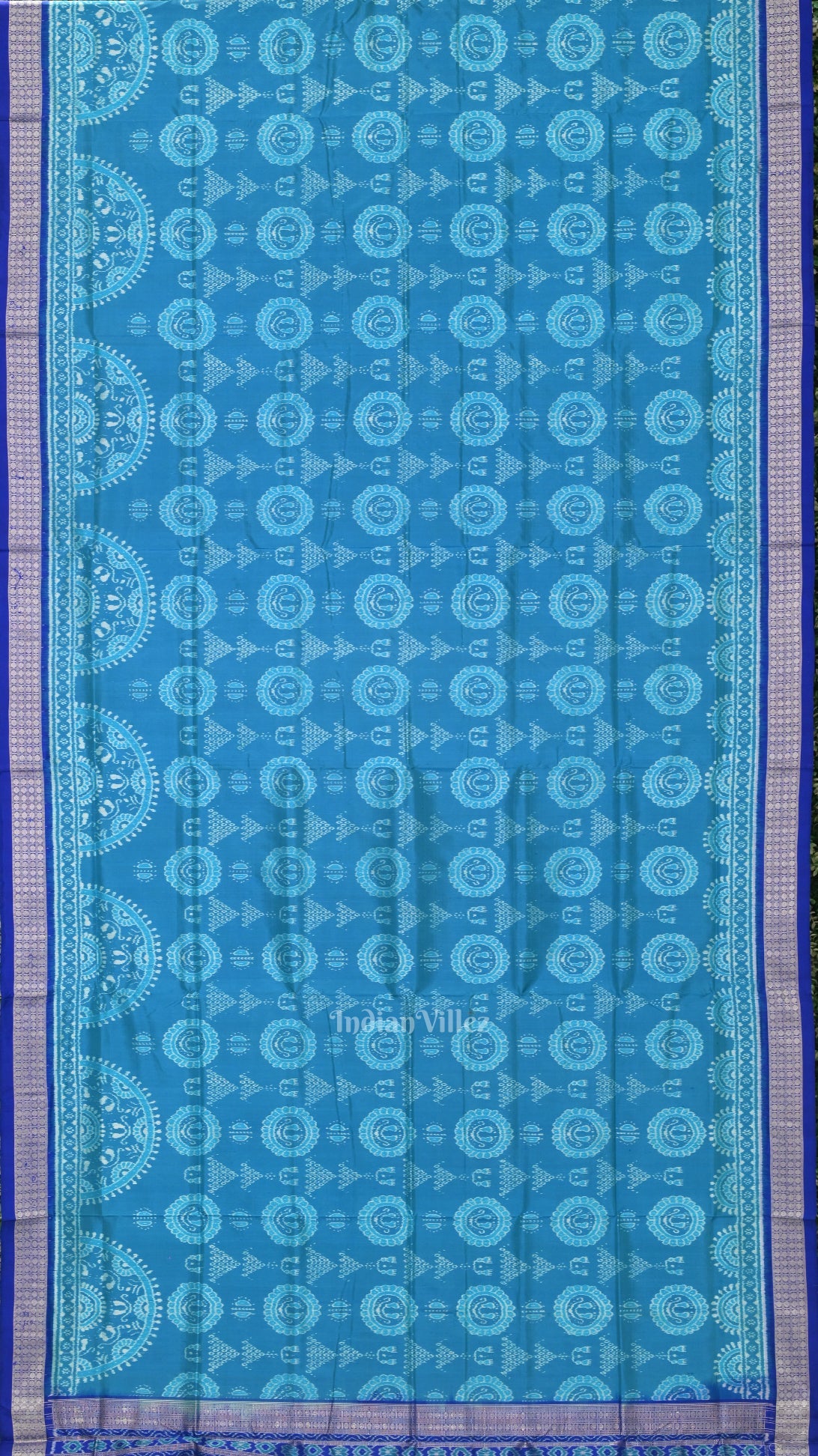 Deep Blue Odisha Ikat Jhoti Theme Sambalpuri Silk Saree