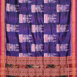 Blue Tribal Jhoti Theme Odisha Ikat Khandua Silk Saree