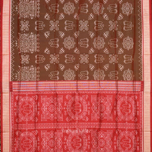 Maroon Dual Tone Jhoti Theme Odisha Handloom Sambalpuri Silk Saree