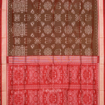 Maroon Dual Tone Jhoti Theme Odisha Handloom Sambalpuri Silk Saree