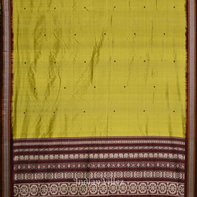 Mehendi with Maroon Odisha Siminoi Silk Saree