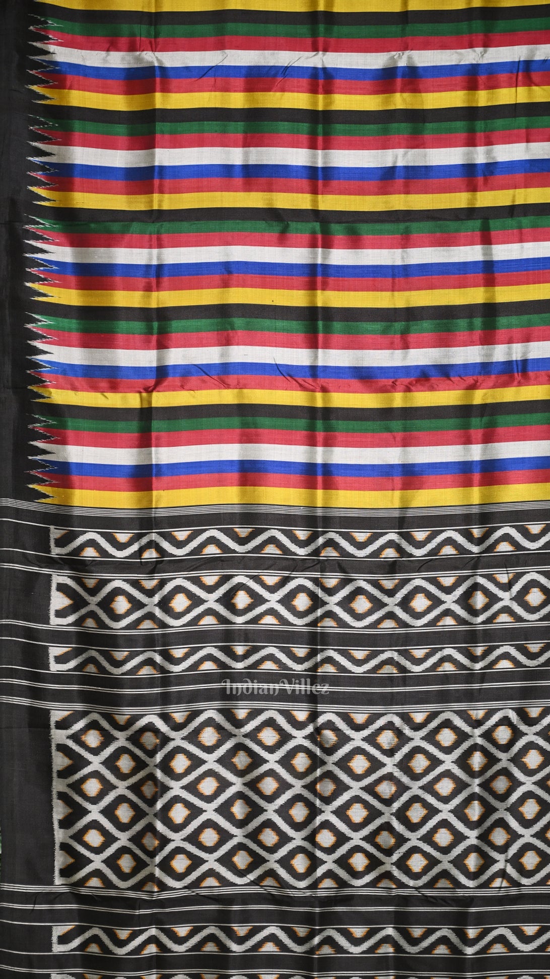 Multicolour Stripped Odisha Ikat Contemporary Designer Saree