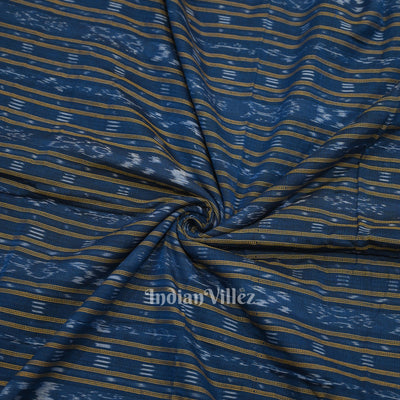 Deep Blue Stripes Sambalpuri Odisha Ikat Cotton Fabric