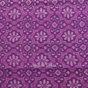 Violet Floral Motif Sambalpuri Ikat Cotton Fabric