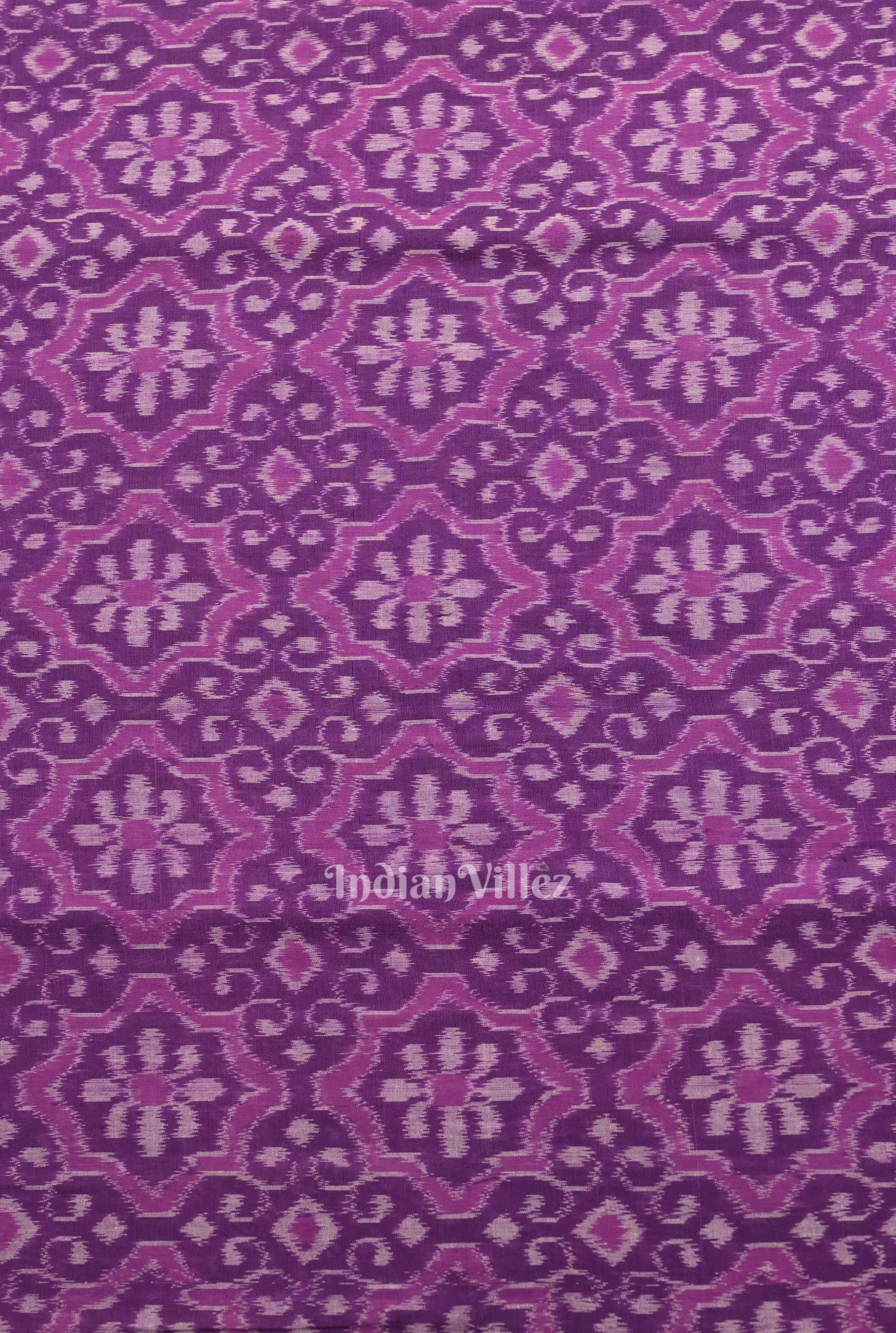 Violet Floral Motif Sambalpuri Ikat Cotton Fabric