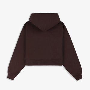 SPORTY & RICH | H&W CREST CROPPED HOODIE { BROWN
