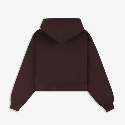 SPORTY & RICH | H&W CREST CROPPED HOODIE { BROWN