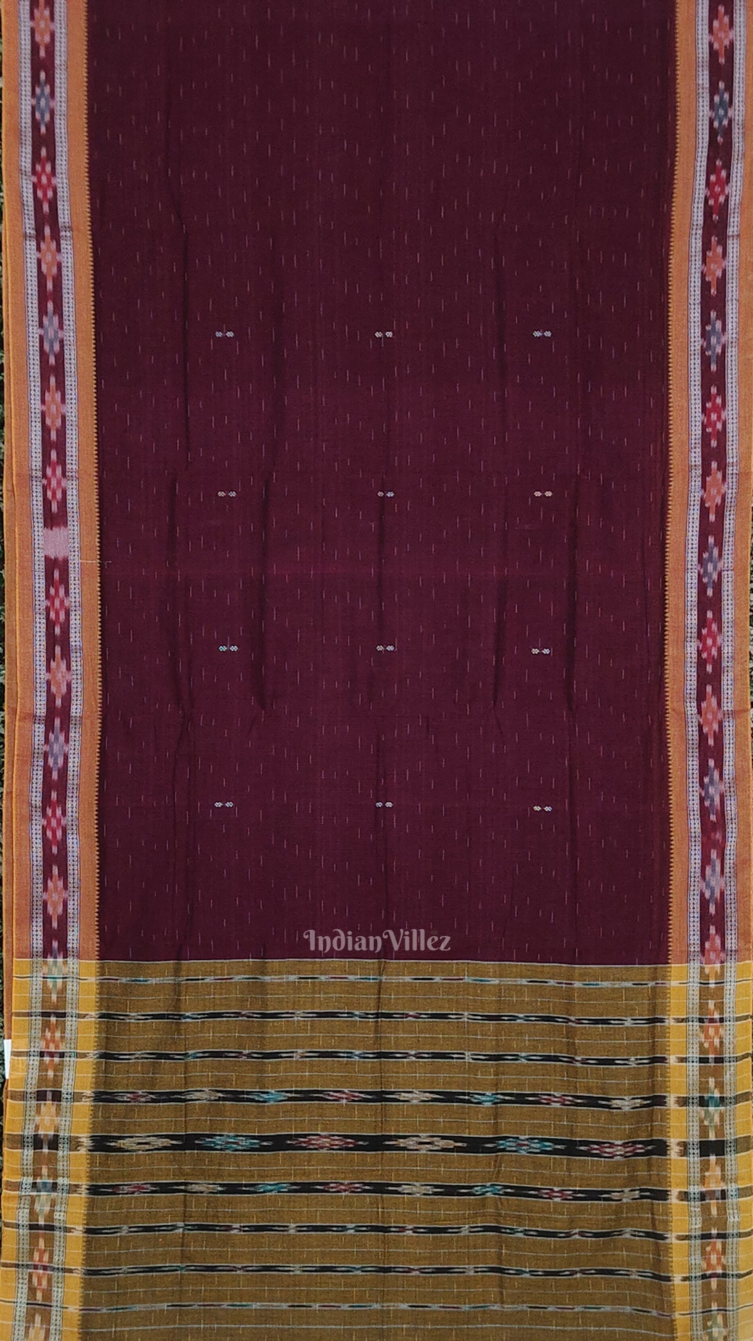 Purple Wine Odisha Ikat Maniabandha Cotton Saree
