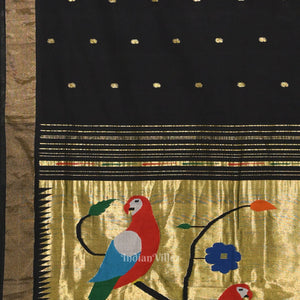 Black Butta Design Cotton Paithani Saree