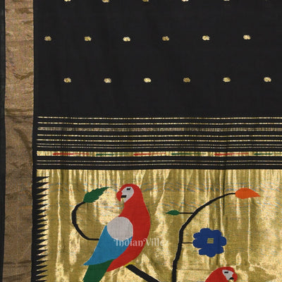 Black Butta Design Cotton Paithani Saree