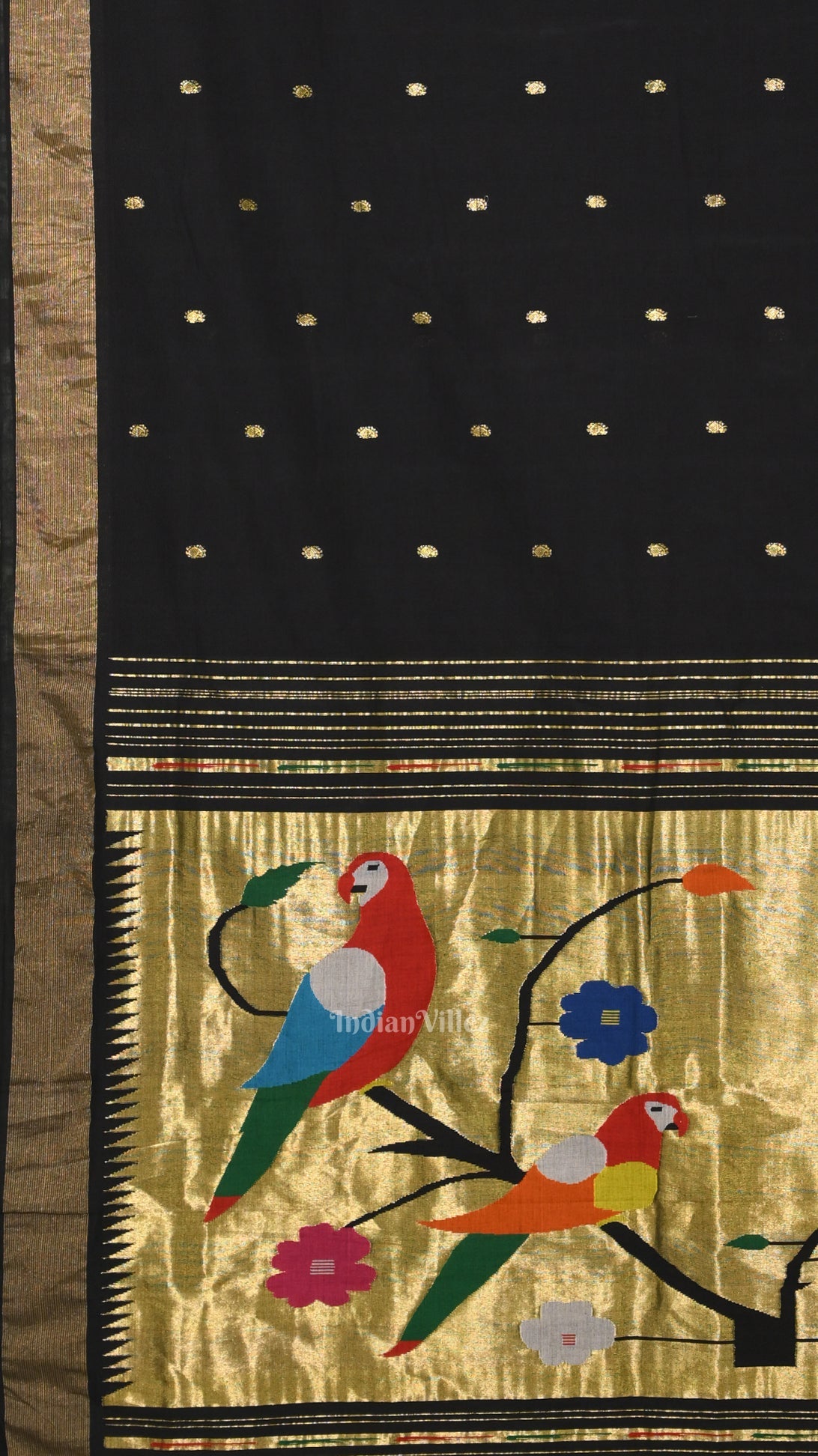 Black Butta Design Cotton Paithani Saree