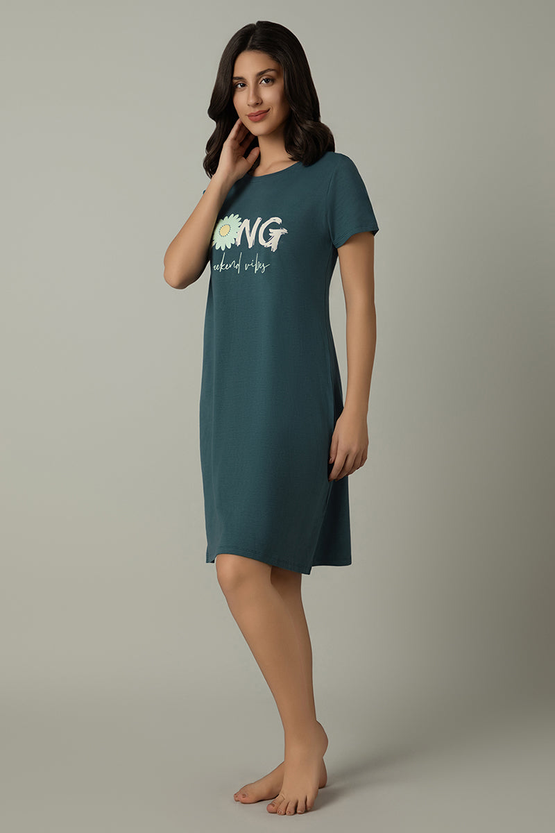 Comfort Sleep Dress - Weekend Vibes Print