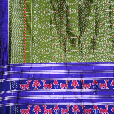 Green Blue Cambodian Inspired Designer Contemporary Silk Saree