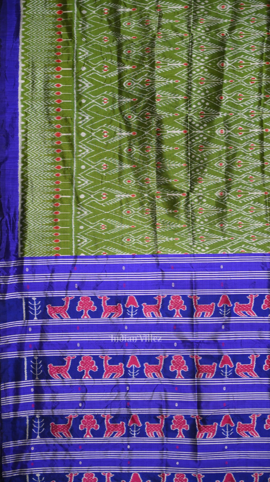 Green Blue Cambodian Inspired Designer Contemporary Silk Saree