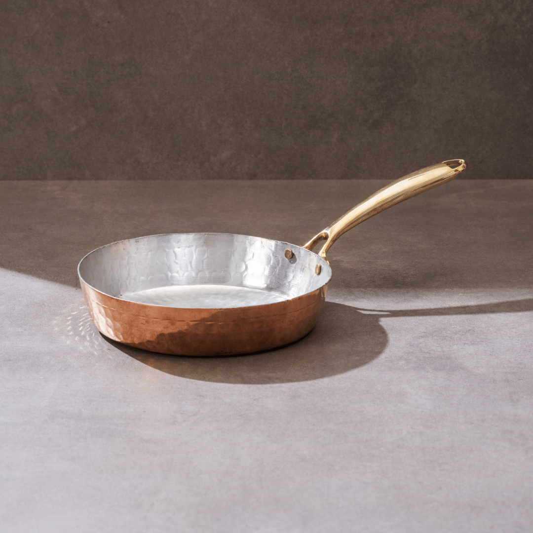 Copper Frypan (Frying Pan) with Brass Handle