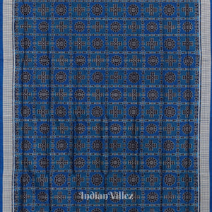 Deep Copper Sulphate Fish Motif Odisha Ikat Sambalpuri Silk Saree