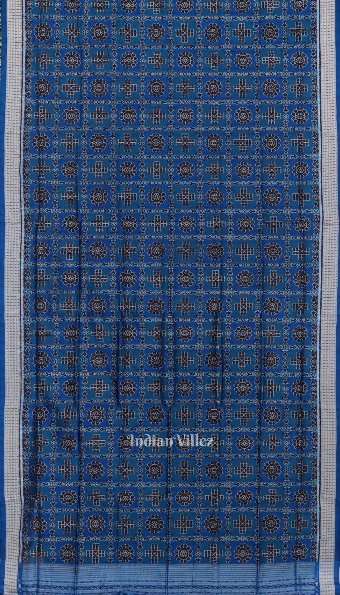 Deep Copper Sulphate Fish Motif Odisha Ikat Sambalpuri Silk Saree