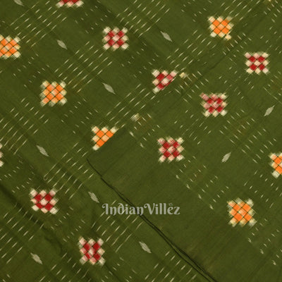 Mehendi Green  Odisha Ikat Sambalpuri  Pasapali Cotton Fabric