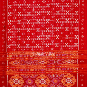 Reddish Orange Odisha Ikat Designer Contemporary Silk Saree