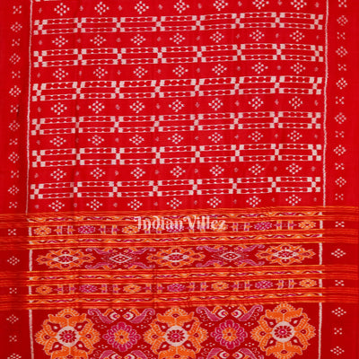 Reddish Orange Odisha Ikat Designer Contemporary Silk Saree