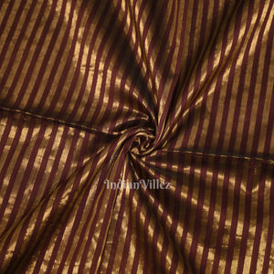 Maroon Stripped Pure Silk Cotton Maheshwari Saree