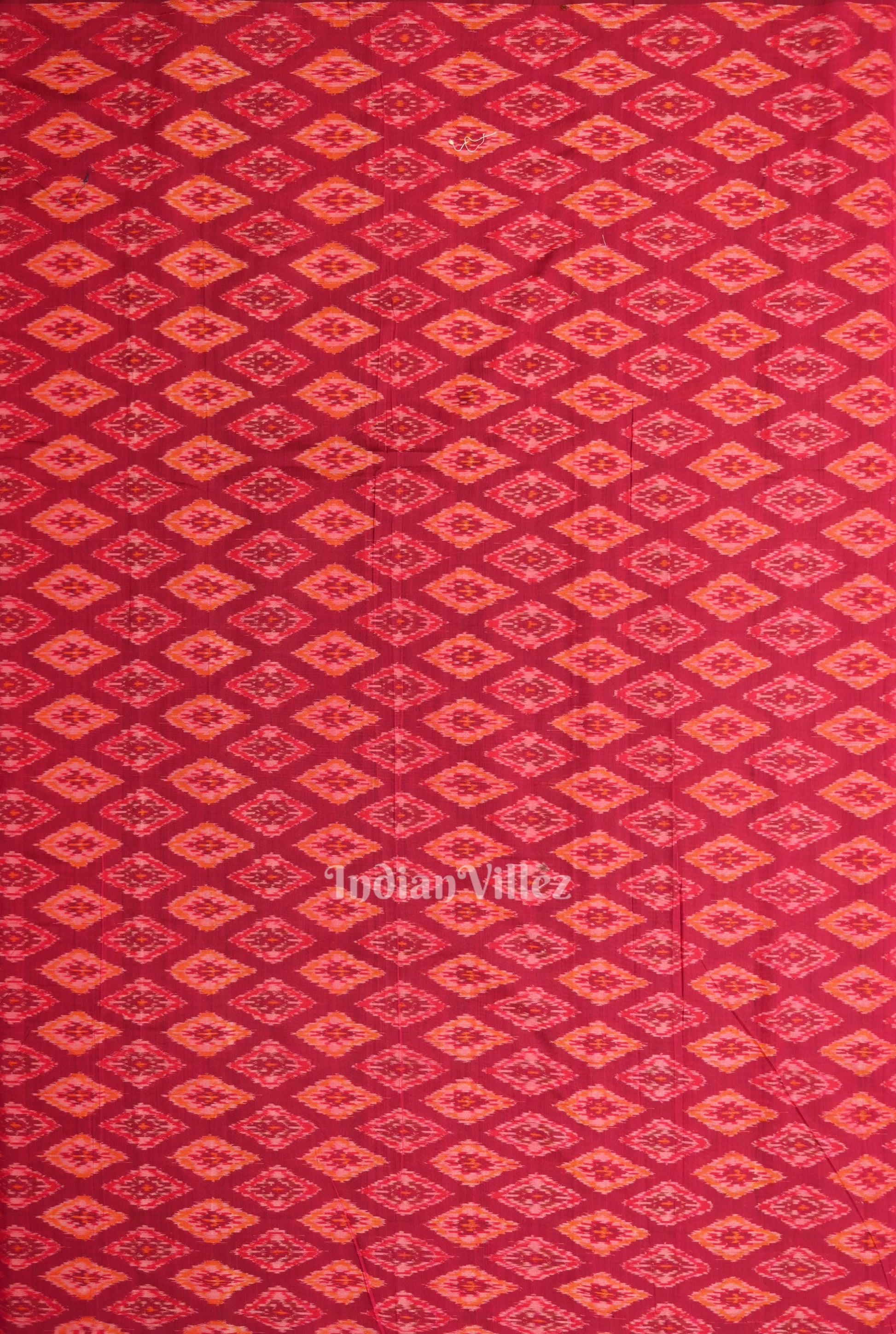 Exclusive Magenta Pink Pochampally Ikat Silk & Cotton (Sico) Fabric