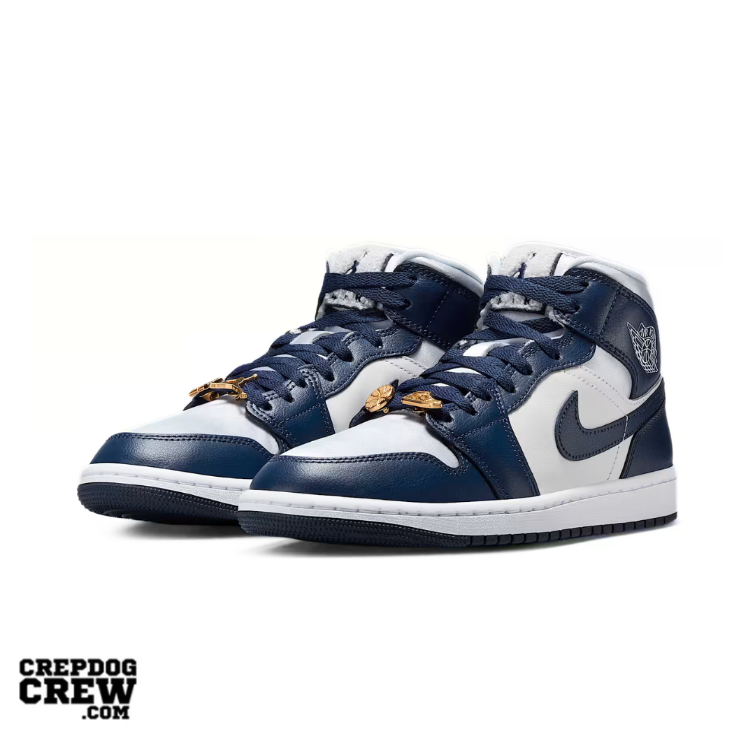 Jordan 1 Mid Football Grey White Midnight Navy (W)