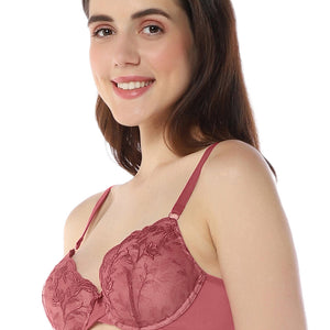 Sheer Luxe Padded Wired Demi Bra - Autumn Rose & Dusty Rose