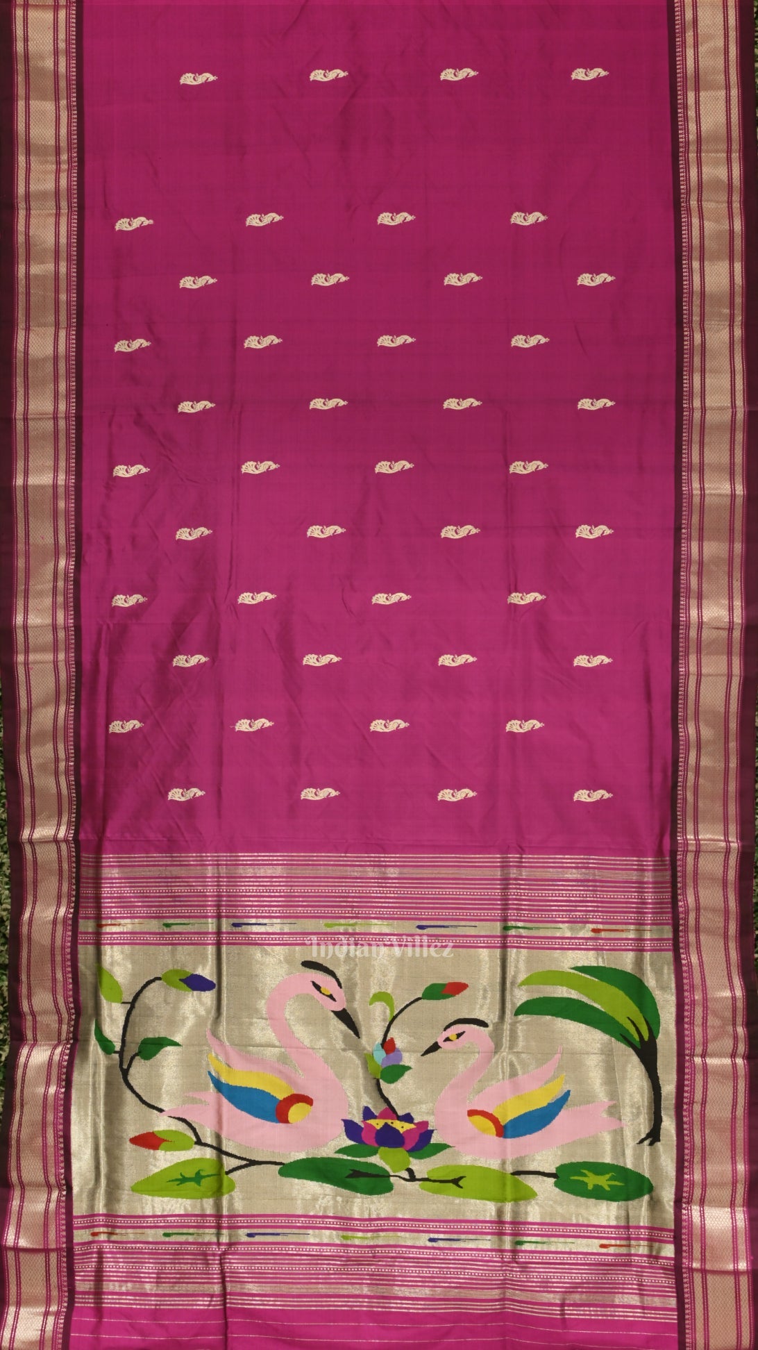 Exclusive Purple Wine Peacock Butti Paithani Silk Saree