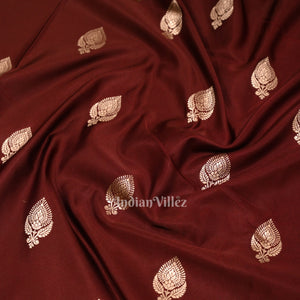Deep Maroon Soft Pure Mashru Satin Silk Banarasi Saree