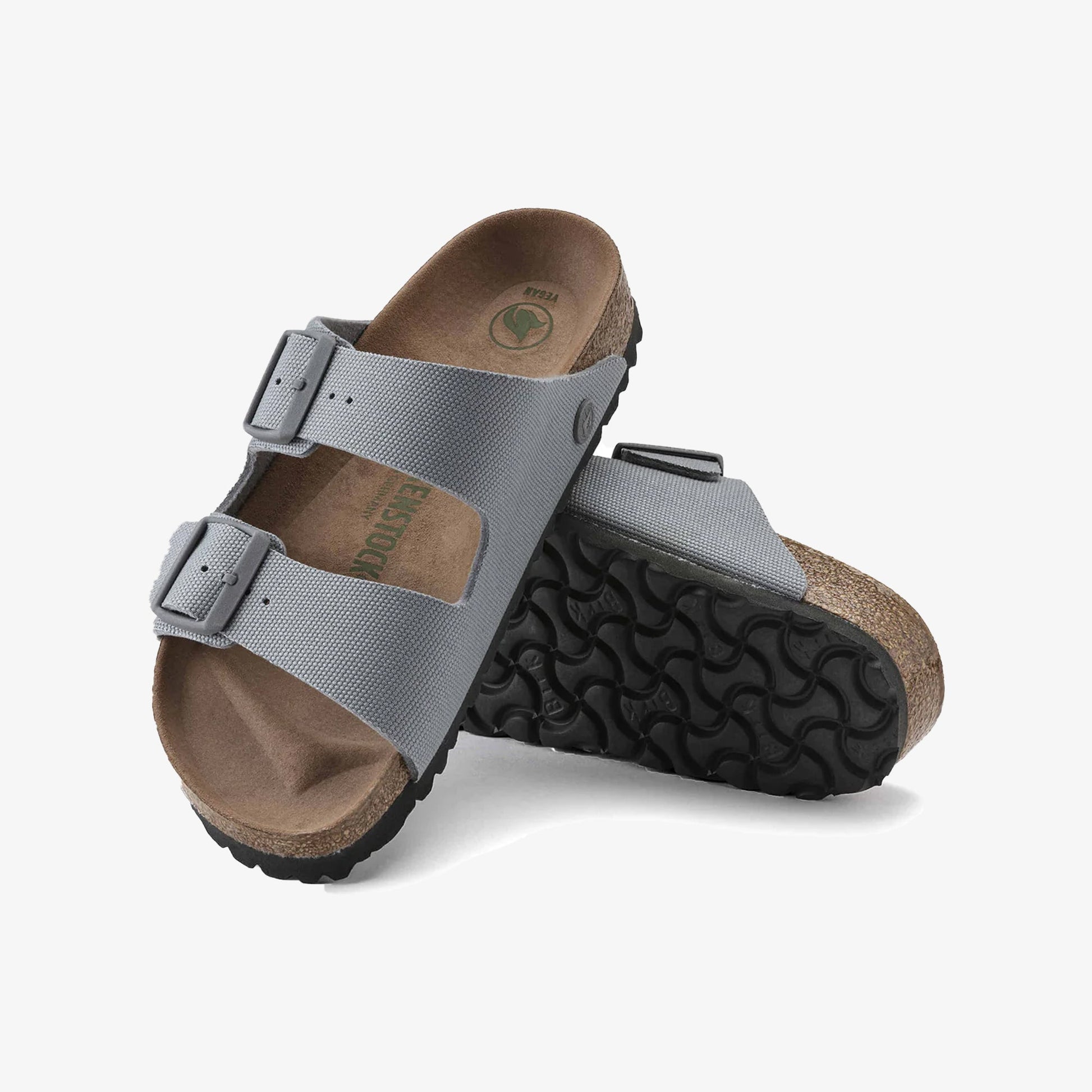 Birkenstock | ARIZONA VEGAN MEN TEXTILE  { GRAY/STONE COIN