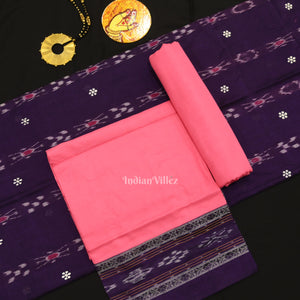 Purple Pink Flower Buti Odisha Ikat  Sambalpuri Dress Set & Dupatta