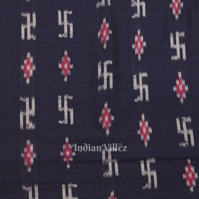Navy Blue Blue Swastik Sambalpuri Ikat Cotton Fabric