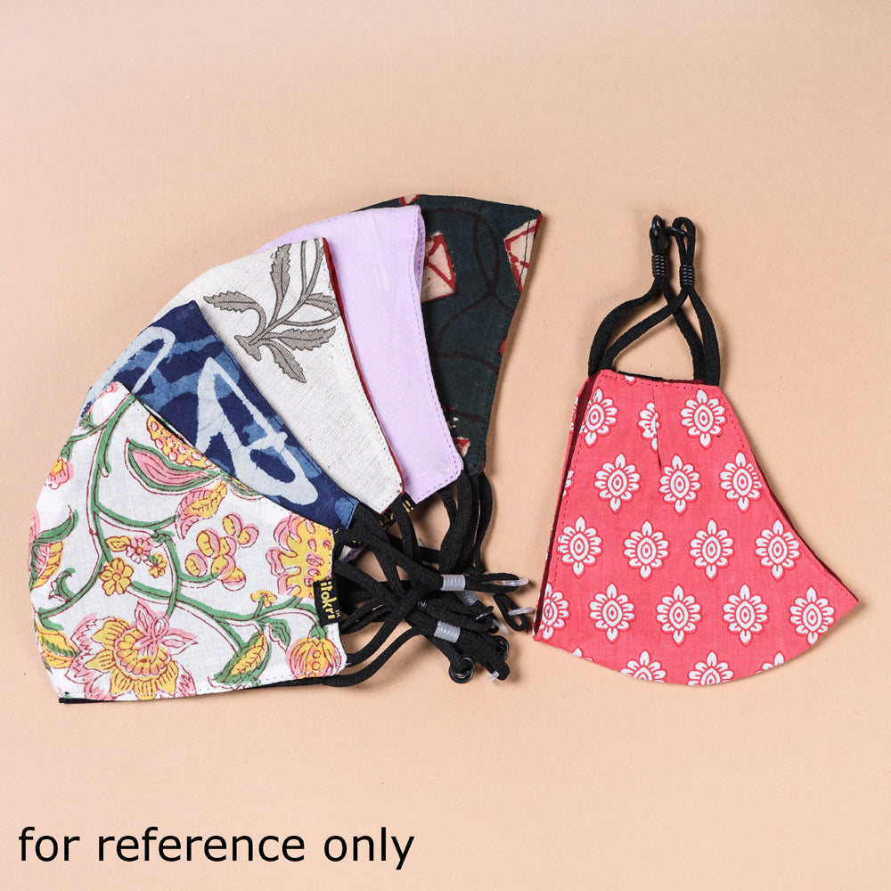 Batik Block Print Cotton 3 Layer Snug Fit Face Cover