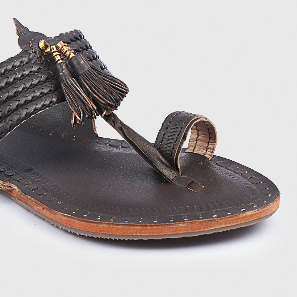 Brown Handstitched Leather Kolhapuri Women Slipper