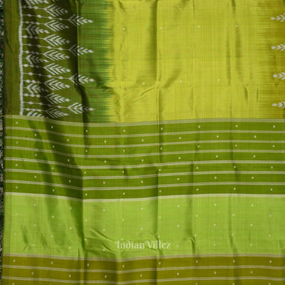 Parrot Green Buti Design Odisha Ikat Contemporary Designer Saree