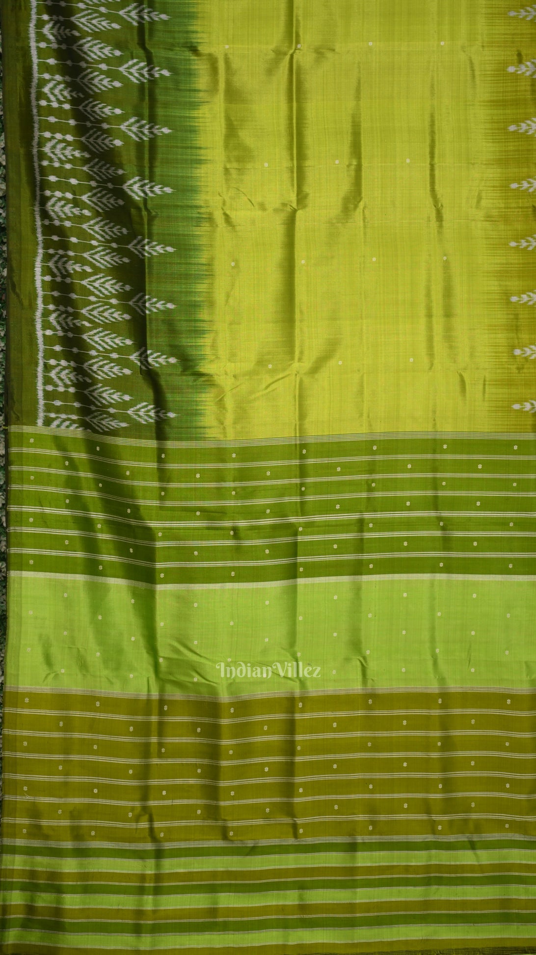 Parrot Green Buti Design Odisha Ikat Contemporary Designer Saree