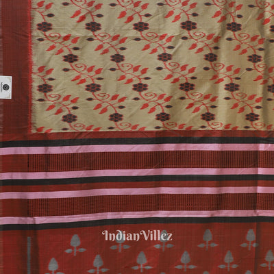 Varnish Red Dali Theme Odisha Ikat Contemporary Silk Saree