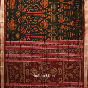 Black Musical Instrument Design Sambalpuri Silk Saree