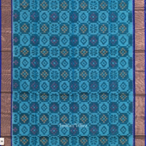 Aqua Blue  Pochampally Ikat Sico (Silk & Cotton) Saree with Zari Border