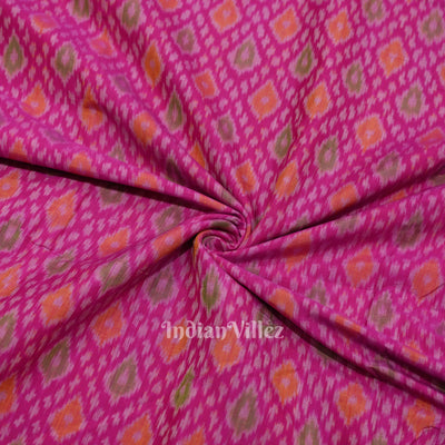 Rani Pink  Pochampally Ikat Silk & Cotton (Sico) Fabric